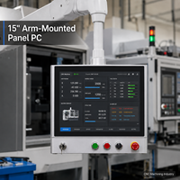 PC Panel Sentuh Industri Tanpa Kipas 15 Inci Full IP65 HMI Tombol Kustom Intel I5/i7 RAM 8GB LCD TFT RS232 untuk CNC Pengemasan