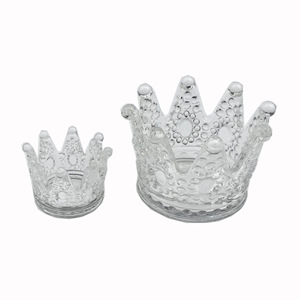 Support de bougie en <span class=keywords><strong>verre</strong></span> ambré <span class=keywords><strong>transparent</strong></span> en forme de couronne, pour bougies chauffe-plat, décoration de mariage, fête, maison - Product Image 4
