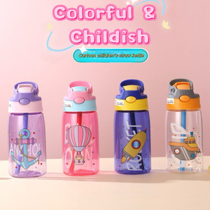 Botella de Agua Infantil Aislada, Libre de BPA, con Pajita, Diseño Atractivo, Material de PC, para la Escuela y el Gimnasio, Botella Térmica de PC - Product Image 4
