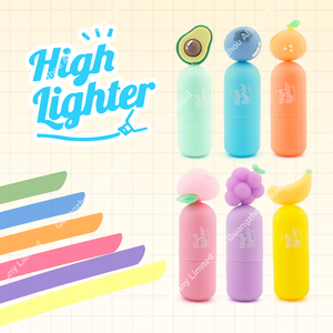 Stylos surligneurs miniatures en PVC et PP, mignons, en forme de fruits, 6 couleurs fruitées, pour enfants - Product Image 3