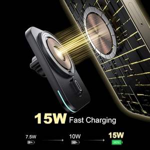 WiWU <span class=keywords><strong>Mini</strong></span> magnético 15W carga rápida Qi2.0 <span class=keywords><strong>cargador</strong></span> de coche inalámbrico 360 rotación soporte de teléfono soporte estable soporte de teléfono de montaje de coche - Product Image 5