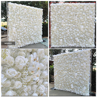 Mur de fleurs artificielles 5D DKB de haute qualité en soie, blanc ivoire, 8x8 pieds, idéal pour les mariages, les fêtes et la décoration intérieure