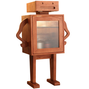 Armoire à vin robotisée en bois massif, 2 compartiments de rangement, armoire de salon - Product Image 4