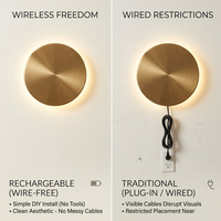 Applique murale LED sans fil rechargeable de luxe, moderne et minimaliste, à piles, petite applique murale LED tactile pour la décoration de restaurant