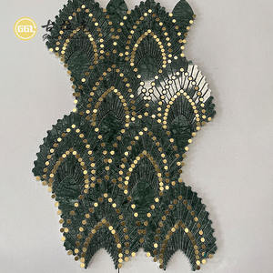 Marbre Verde <span class=keywords><strong>Alpi</strong></span> de luxe avec carreaux de mosaïque au jet d'eau à pois en laiton pour la décoration intérieure - Product Image 1