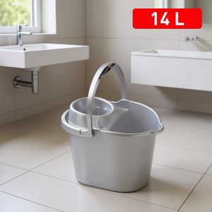 Seau à serpillière en plastique de qualité supérieure Silver Cubo, durable, style moderne, Fregona, seau de nettoyage - Product Image 3