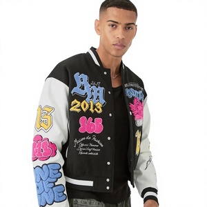 <b>Top</b> <b>High</b> Quality Winter Streetwear Style Genuine <b>Leather</b> Slim <b>High</b> Street Bomber Letterman Jacket Stand Collar - Product Image 1