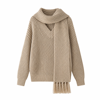 Pull en tricot fin taupe pour femme, col roulé, manches longues, fabricant sur mesure