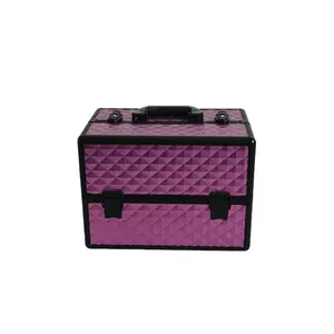 Excellent quality portable organizer aluminium caboodle fancy makeup case rose gold carry ABS cosmetic case