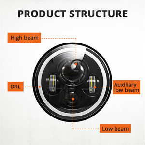 Faro Led de 7 pulgadas DRL, faro redondo H4, anillo de Halo, ángulo de ojo, luz de conducción para coche, motocicleta, Jeeps Wranglers JK JL 12V - Product Image 4