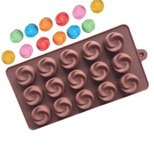 15 캐비티 소용돌이 실리콘 케이크 금형 와인 캔디 초콜릿 스틱 홈 베이킹 DIY 도구 청소 실리콘 금형