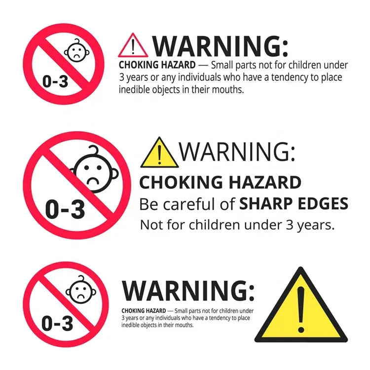 Personalized Toy Warning Labels young Children Safety Labels Age Restriction Stickers Handling Warning Hazard Labels