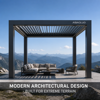 Pérgola Automática Motorizada con Techo de Láminas de Aluminio, Gazebo Impermeable con LED para Glamping de Lujo, Resort, Terraza de Montaña