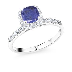 Anillo antiguo de lapislázuli Coral de forma cuadrada para boda o fiesta chapado en rodio inspirado en Vampire Diaries - Product Image 4