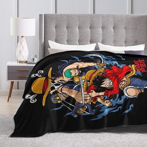 Mantas de Lana Tejidas de <span class=keywords><strong>Manga</strong></span> con Diseño de Luffy y Zoro, Decoración de Verano para Aire Acondicionado, Cubrecamas Suaves y Cálidos, Derivados de Anime - Product Image 3
