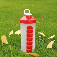 Vaso mezclador deportivo de 600 ml con asa, organizador de pastillas para 7 días, con cierre, para beber directamente, apto para microondas, directo de fábrica