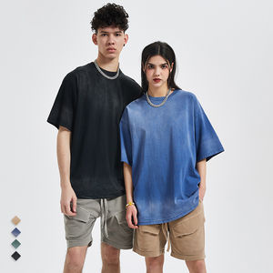 T-shirt unisexe 100% coton blanc déneigé Style vintage délavé épais surdimensionné (250 g/m²) tissu tricoté pour hommes - Product Image 3