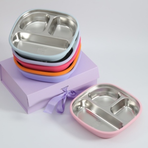 7 1/2 "แผ่นดูดสแตนเลสแขนซิลิโคนที่ถอดออกได้ปลอดสารพิษ BPA เด็กทารกที่ไม่แตกหัก - Product Image 4