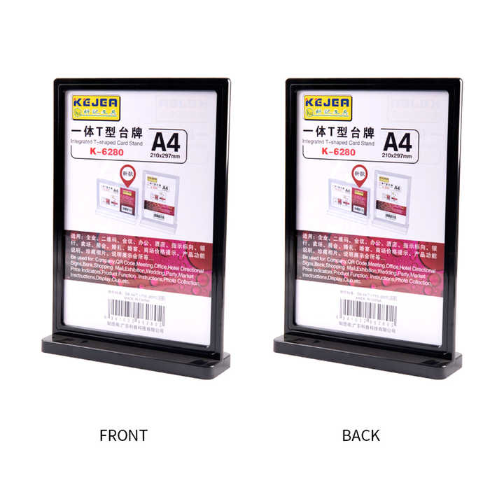 Kejea T shaped card stand double side clear ps desktop display