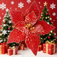 Luxueuze Bourgondiërode fluwelen realistische kerstbloemen voor hoogwaardige evenementen - Langdurig houdbaar, waterdicht bloemendesign