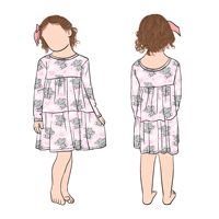 Robe à manches longues à volants pour filles, motif imprimé mignon, design décontracté, personnalisable, vente en gros Little Glow Kids pour enfants