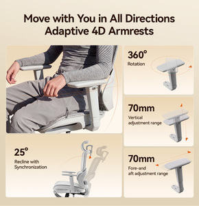 Chaise de bureau <span class=keywords><strong>SIHOO</strong></span> B100, Sillas Silla Oficina, accoudoirs 4D, support ergonomique en mesh, chaises de bureau exécutives - Product Image 3