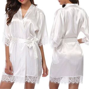 Chemise de nuit sexy à lacets, peignoir grande taille pour femme, vente en gros, nuisette en soie glacée - Product Image 6