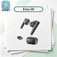 Earphone TWS Poly Free60 ANC 5.3 In-Ear Headset IP54 Tahan Air Latensi Rendah Pengisian Daya Tipe C