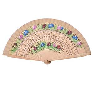 Abanico de Mano Personalizado para Boda, Abanico de Madera con Pintura Floral de Doble Cara, Abanicos de Mano de Madera Españoles Vintage - Product Image 4