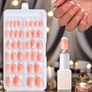 <span class=keywords><strong>DMQ</strong></span> Almond - Uñas Acrílicas Francesas, Cortas, 120 Piezas, Punta Blanca, Ovaladas, Cobertura Total, Kit de Uñas Adhesivas, Pegamento para Uñas, Decoraciones para Manicura - Product Image 2