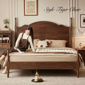 Cadre de lit en bois massif de style colonial américain, noyer et chêne vintage, tailles <span class=keywords><strong>Queen</strong></span> et King, personnalisable, OEM - Product Image 3