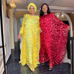 <span class=keywords><strong>Abito</strong></span> africano da donna stile Stereo <span class=keywords><strong>con</strong></span> fiori ricamati in rete girocollo <span class=keywords><strong>maniche</strong></span> <span class=keywords><strong>a</strong></span> <span class=keywords><strong>pipistrello</strong></span> ampio gilet <span class=keywords><strong>a</strong></span> vestaglia lunga - Product Image 1