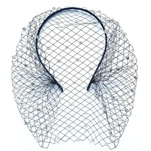 Bandeau <span class=keywords><strong>voile</strong></span> blanc pour mariée cristal cage à oiseaux filet noir cheveux bijoux accessoires voiles fascinateurs de <span class=keywords><strong>mariage</strong></span> - Product Image 6
