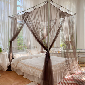 Nouvelle moustiquaire d'été pliable en polyester, style français, longue jusqu'au sol, <span class=keywords><strong>à</strong></span> bretelles, épaissie, pour quatre portes - Product Image 4