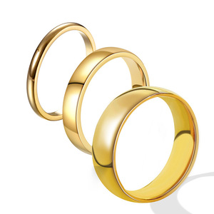 Anillo Sencillo y Elegante <span class=keywords><strong>de</strong></span> <span class=keywords><strong>Acero</strong></span> <span class=keywords><strong>Inoxidable</strong></span> Chapado en Oro <span class=keywords><strong>de</strong></span> 18K, Versátil, Resistente a la Decoloración, Moderno, para Parejas, para Mujer - Product Image 2