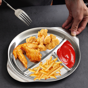 Yurtrain Plateau Coréen Moderne <span class=keywords><strong>Simple</strong></span> en Acier Inoxydable à Double Poignée, Durable et Créatif, pour Sauce Barbecue et Collations Intégrées - Product Image 2