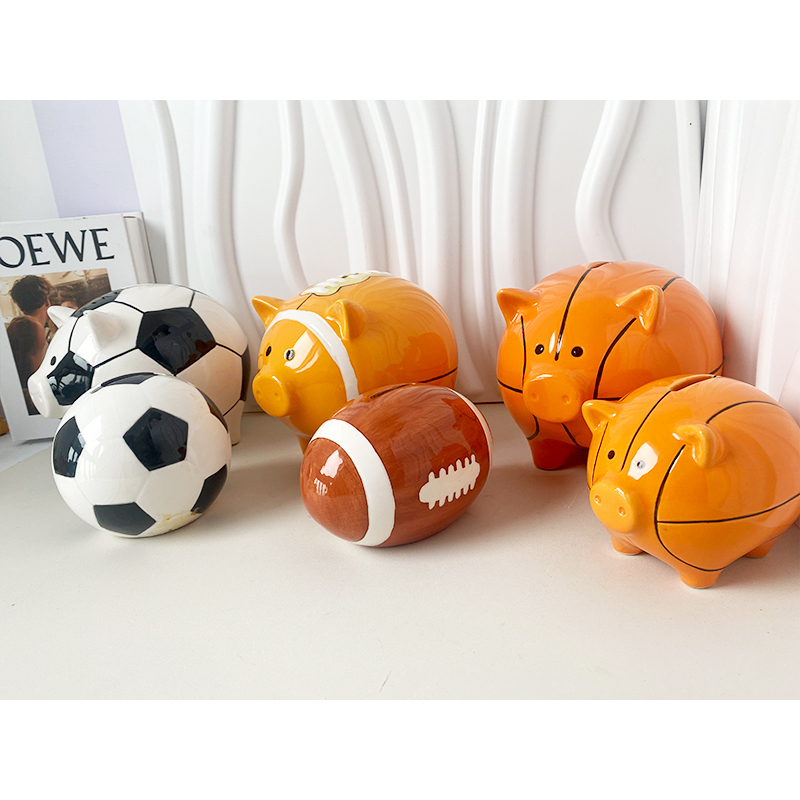Burton & Burton Keramik Sparschwein - American Football Design Fürs Kinderzimmer | 5 Zoll Hoch