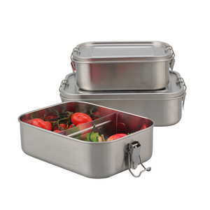 Boîte à lunch bento écologique en acier inoxydable, ensemble de contenants alimentaires en métal avec clips de verrouillage - Product Image 1