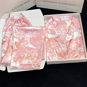 Mùa hè khí chất Pháp Đồ ngủ cao cấp cảm giác mô phỏng lụa mỏng dài tay Cô Gái Nhà giải trí và thoải mái phù hợp với - Product Image 3