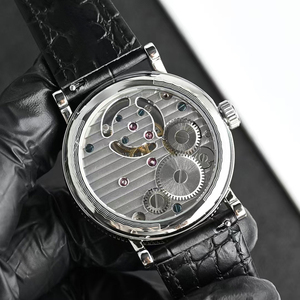 Reloj de Lujo para Hombre OEM Elite Automático con Tourbillon, Cristal de Zafiro, Manecillas Azules, Caja Plateada, Esfera de Esmalte Blanco y Correa de Cuero Negra - Product Image 4