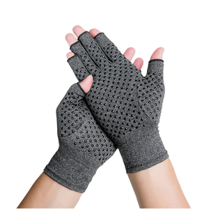 Gants de compression pour l'arthrite, design demi-doigts ouverts, pour la musculation, unisexe, protection des mains en coton - Product Image 1