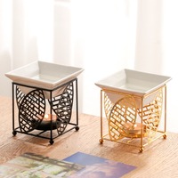 Brûleur d'huile essentielle en fer, support de bougie chauffe-plat en céramique, diffuseur d'encens, lampe chauffante d'aromathérapie, chauffe-cire – Indispensable pour la maison