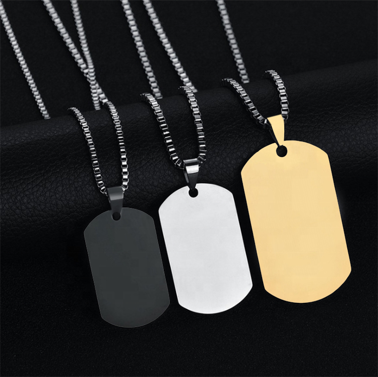 Offre Spéciale fabricant en gros personnalisé étiquettes de chien collier gravable en acier inoxydable ovale militaire en métal pendentif collier bijoux