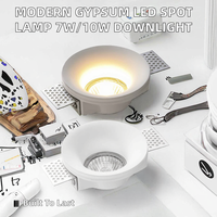 Spot LED encastré carré anti-éblouissement en plâtre au design moderne 7W/10W COB, lumière du jour 6000K, angle de faisceau 120°