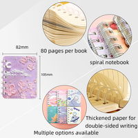 Carnet à spirale A7 de 80 pages, motif dessin animé, papeterie d'apprentissage, carnet à feuilles mobiles mignon, carnet de poche portable pour étudiant, cadeau, livres en gros