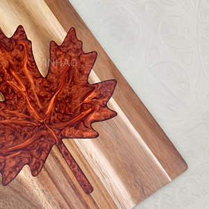 YINHAO, nuevo diseño, tabla de charcutería hecha a mano, tabla de cortar de resina epoxi de hoja de arce, tabla de cortar de madera de acacia - Product Image 3