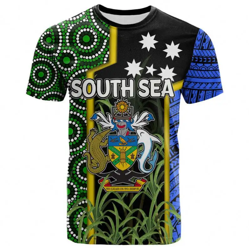 เสื้อยืดลายธงชาวเกาะในทะเลใต้เสื้อผ้าผู้ชายชายหาดแขนสั้นทรงหลวมไซส์ใหญ่พิเศษ