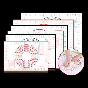Besafe שונה גודל שאינו מקל פיצה סיליקון מאפה אפיית בצק Mat מתגלגל פונדנט עם מדידה דלפק מחצלת