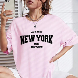 Quand 1968 le New York est jeune coton femme t-shirts surdimensionnés t-shirts quotidiens créativité Streettshirt vêtements décontractés individuels - Product Image 1
