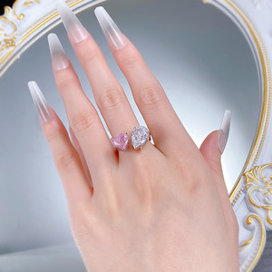 À la mode argent 925 bijoux 5A Zircon goutte d'eau Radine ouverture bague pour femme bague de mariage pour les femmes pour la fête de fiançailles - Product Image 2